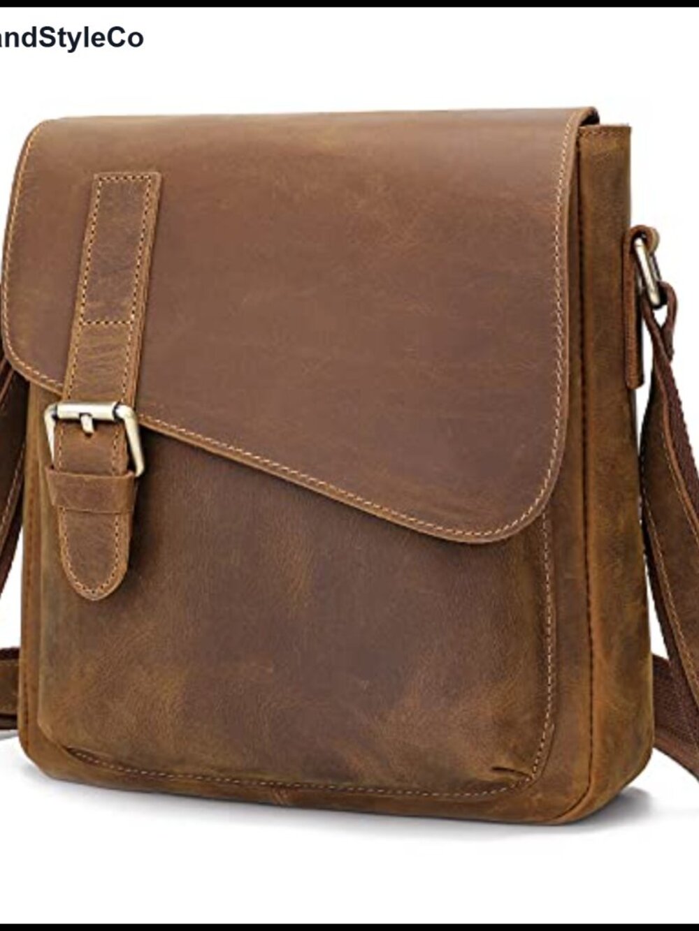 Genuine Cowhide Leather Messenger Crossbody Shoulder Bag Fits 11.5" Tablet